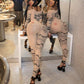 Off-shoulder Mesh Floral Print Jumpsuit High Waist Trousers Suit Women