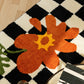 Vintage Checkerboard Bedroom Bedside Rug