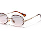 Women Oval crystal glasses eye ear ladies Rimless