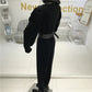 Puff sleeve velvet V-neck jumpsuit women