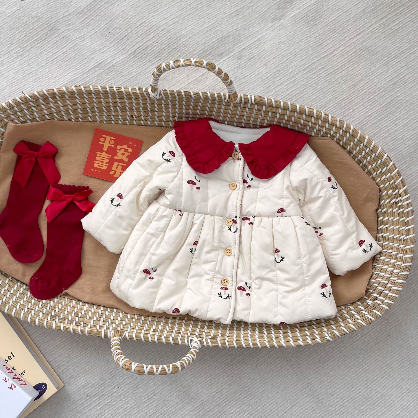 Baby Girl Coat Autumn And Winter Fashionable Cotton Clothing Fleece-lined