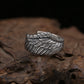 S925 Silver Men Ring Adjustable Eagle Wing Feather Retro Black Punk Biker Man Rings Female Sterling Silver Jewelry