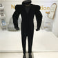 Puff sleeve velvet V-neck jumpsuit women