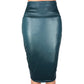 Newly Women High Waist Faux Leather Pencil Skirt