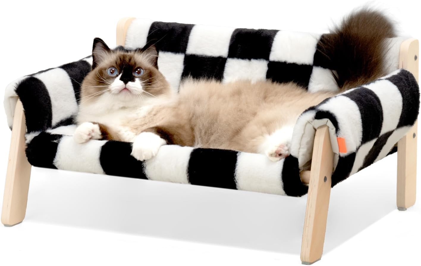 MEWOOFUN Raised Cat Bed With Wooden Legs
