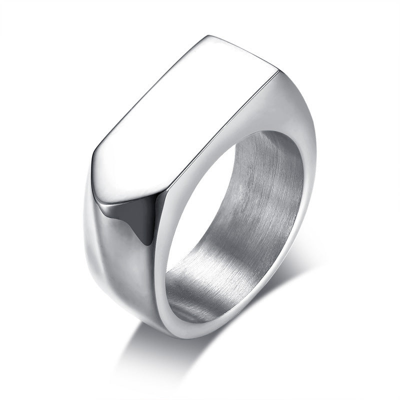 Classic Stainless Steel Black Square Men Ring Rock Vintage Silver-color Men Jewelry Hip Hop Punk Man Finger Rings anel masculino