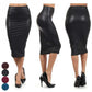 Newly Women High Waist Faux Leather Pencil Skirt