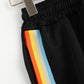 Women Rainbow Striped Elastic Shorts