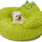 Cute Calming Dog And Cat Bed Indoor High Bolster Donut Dog Beds Comfortable Plush Cuddler Dog Be Size For Small Dogs And Cats Cute Cartoon Soft Bed Green