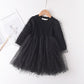 Girls Long Sleeve Dress Girls Net Gauze Skirt Western Style
