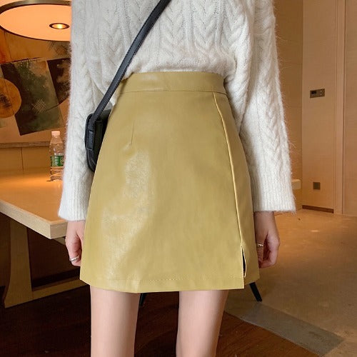 HOT Fashion Women Shiny Leather Skirts