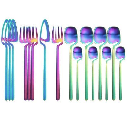 Rainbow Dinnerware Set Spoon Fork Knife Table Decor