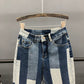 Contrasting Stitching Jeans Women Loose Spring New Ab Face Geometric Harem Pants Old Pants