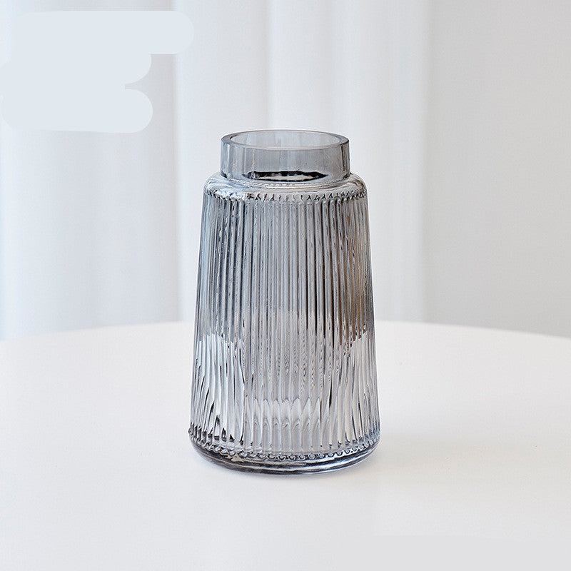 Retro Striped Glass Vase Modern Minimalist Fresh Flowers Dried Flower Floral Arrangement