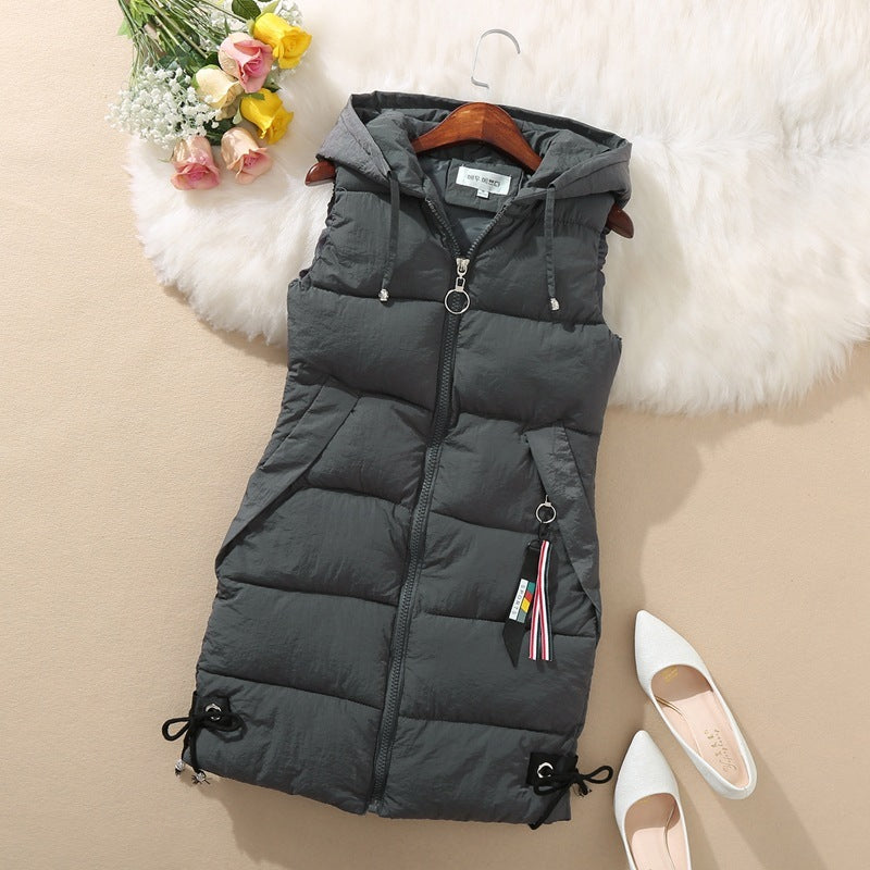 Sleeveless Waistcoat Mid-Length Hooded Waistcoat