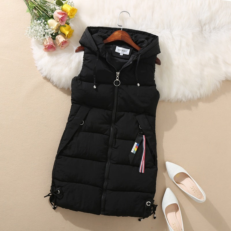 Sleeveless Waistcoat Mid-Length Hooded Waistcoat