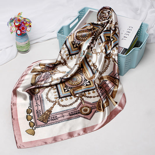 Women Fashion Bandana Scarf Printed Silk Satin Hair Scarf