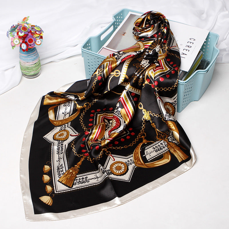 Women Fashion Bandana Scarf Printed Silk Satin Hair Scarf