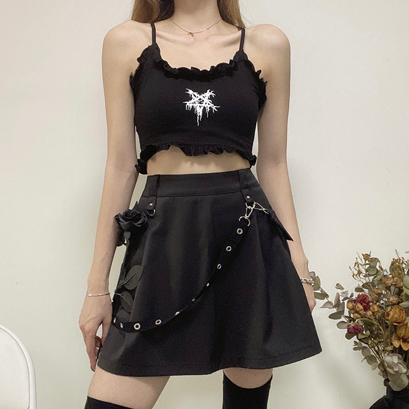 InstaHot Black Pockets High Waist Skirts
