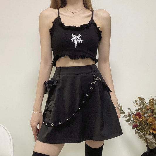 InstaHot Black Pockets High Waist Skirts