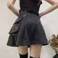 InstaHot Black Pockets High Waist Skirts