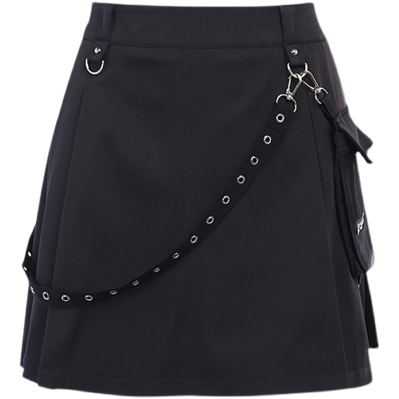 InstaHot Black Pockets High Waist Skirts