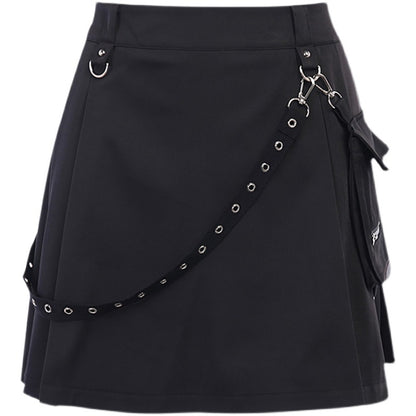 InstaHot Black Pockets High Waist Skirts
