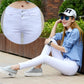 Women White Denim Jeans Pants Slim Female Girl Jean Trousers