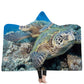 Hooded Blanket Cloak Thick Blanket Hood Blanket Household Blanket Ocean Tortoise Series