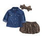 Baby Girl Blue Jean Shirt Tulle Overlay Dress Headband