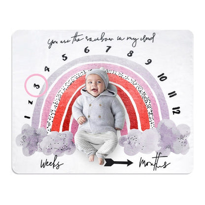 Flannel Baby Milestone Blanket Growth Memorial Blanket