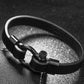 Titanium steel leather bracelet men