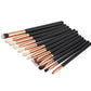 12 makeup brushes set skin color brown gold beauty tools eye shadow brush