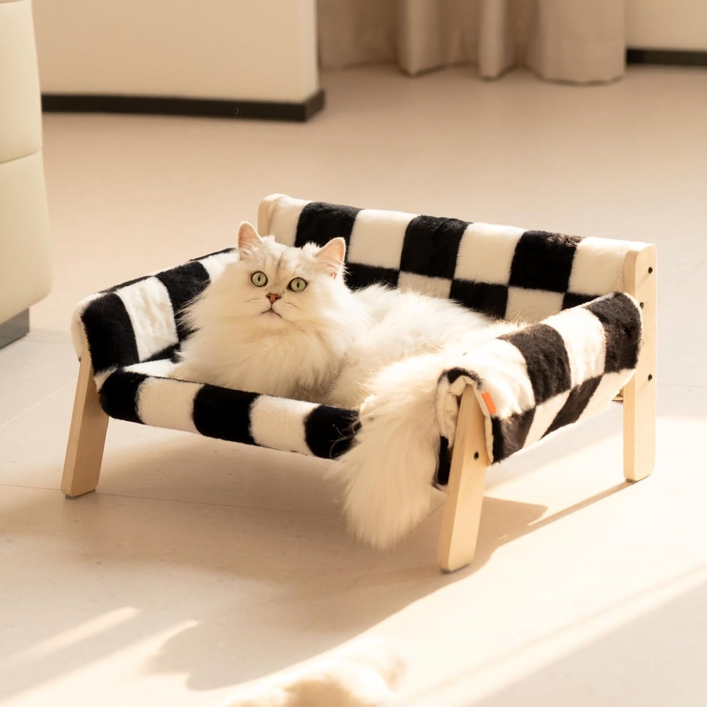 MEWOOFUN Raised Cat Bed With Wooden Legs