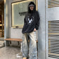 Street Work Design Jeans Pocket Stitching Wide-leg Pants Women