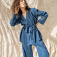 Cotton Linen Women Pajama Robe Sets Lace Up Long Sleeve 2