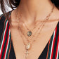 Layer Beads Chain Long Choker Necklace Women Sexy Fashion Gold Silver Color Round Cross Necklaces & Pendants Bijoux