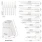 15 Pieces Of White Carbon Steel Blade Kitchen Knife Set, Equipped With A Genuine Wooden Frame, Internal Sharpener, And Kitchen Scissors