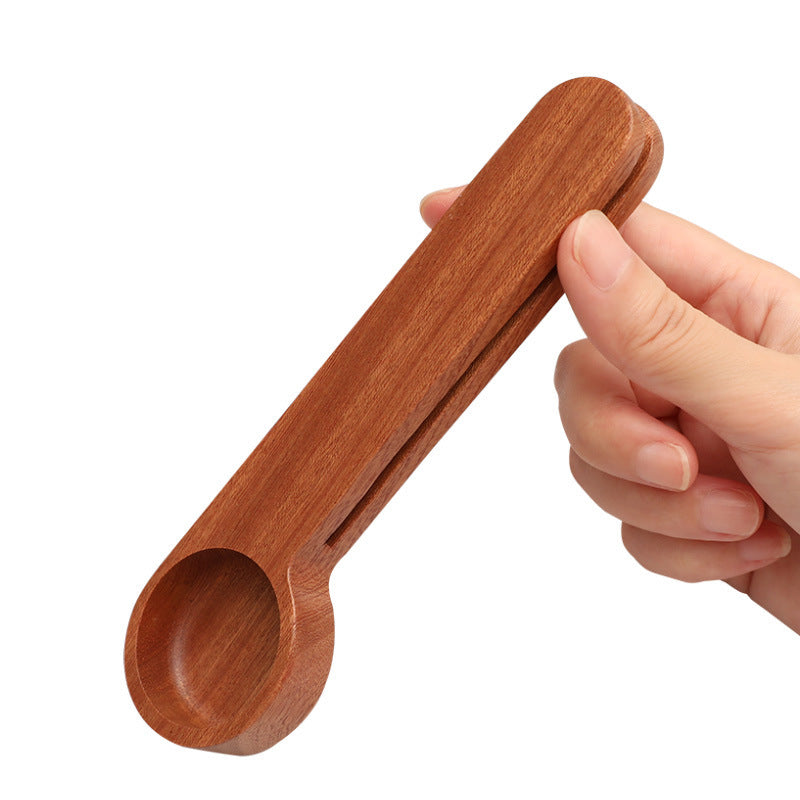 Kitchen Baking Measuring Spoon Dual-purpose Food Bag Sealing Clip Small Wood Spoon