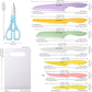 Color-coded Stainless Steel 30-piece Knife Set With Kitchen Cutting Board And Scissors, Rust-resistant And Dishwasher-safe