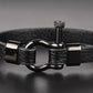 Titanium steel leather bracelet men