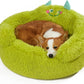Cute Calming Dog And Cat Bed Indoor High Bolster Donut Dog Beds Comfortable Plush Cuddler Dog Be Size For Small Dogs And Cats Cute Cartoon Soft Bed Green