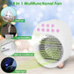 4 In 1 Portable Mini Desktop Air Conditioner Fan Water Mist Cooling Fan USB Rechargeable Humidifier Fan Evaporative Air Cooler 3 Wind Modes Colorful Lights