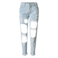 Ripped Jeans High Waist Women Ripped Hole Knee Skinny Pants