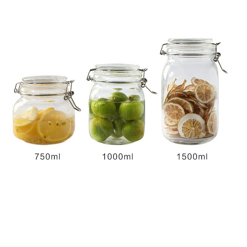 Round Glass Tea Jar Food Storage Box Preservation Container