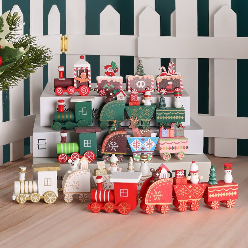 Christmas Decorations Wooden Train Children's Gifts