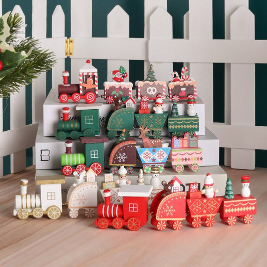 Christmas Decorations Wooden Train Children's Gifts