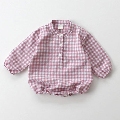 Long Sleeve Plaid Jumpsuit Baby Boy And Baby Girl