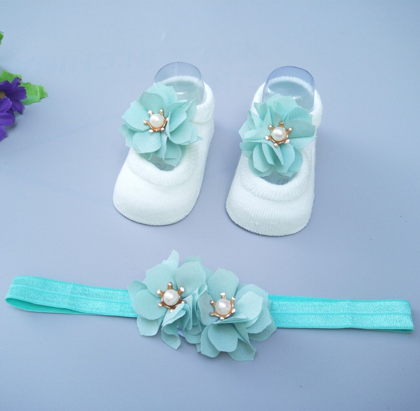 New Baby Girl Socks Headband Gift Box