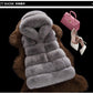 Waistcoat Faux Fur Vest Women Hooded Faux Fox